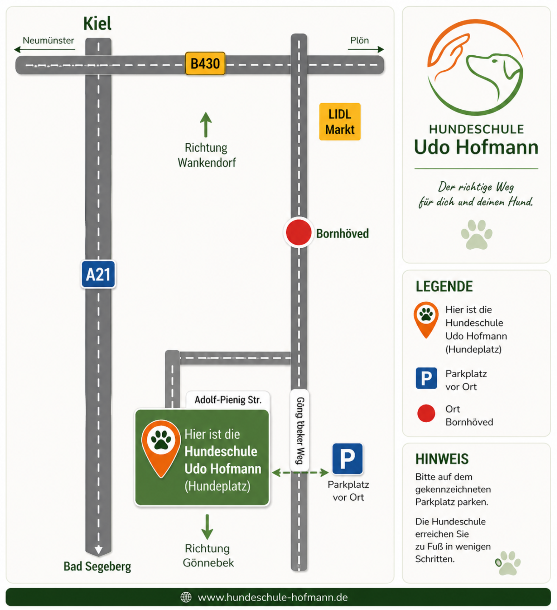 Anfahrtskarte zur Hundeschule Udo Hofmann